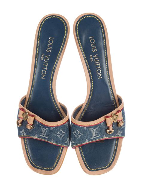 louis vuitton slides sandals|Louis Vuitton denim slides.